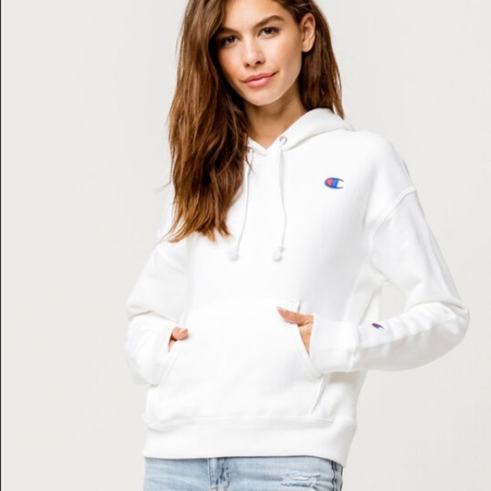 CHAMPION Reverse Weave White Hoodie - small